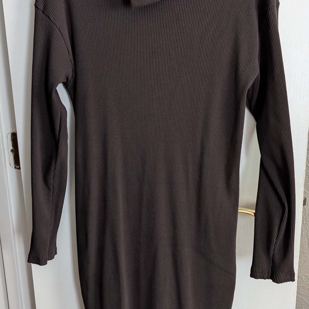 Zara Dress Chocolate Ribbed Knit Medium